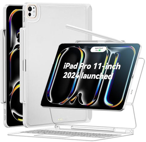 Funda Compatible con iPad Pro 11''M4 2024, Carcasa Magnética Slim para Magic Keyboard, con Soporte para Stylus Pencil, Protección Duradera, (Teclado No Incluido), Blanco