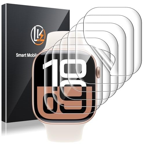 LK 6 Pack Screen Protector for Apple Watch Series 10 42mm High Definition, Bubble Free, Clear Flexible TPU Film, Easy Installation Anti-Scratch, Ultra-Thin Pixel Watch Screen Protector