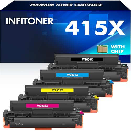 415X 415A Toner: (with Chip) Kompatible Ersatz für HP 415X 415A W2030X W2030A Toner für HP Color Laserjet Pro MFP M479fdw M479dw M479fnw M479fdn M454dn M454dw W2031X W2032X W2033X 4er-Pack