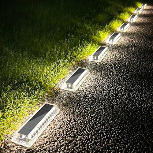 Lacasa Lampe Solaire Exterieur Jardin, 8 Pack 50LM Lumiere Solaire Exterieur Blanc Froid, IP68 Etanche LED Lampe Solaire Auto On/Off Eclairage Solaire pour Sol Escalier Chemins Terrasse Allée Patio