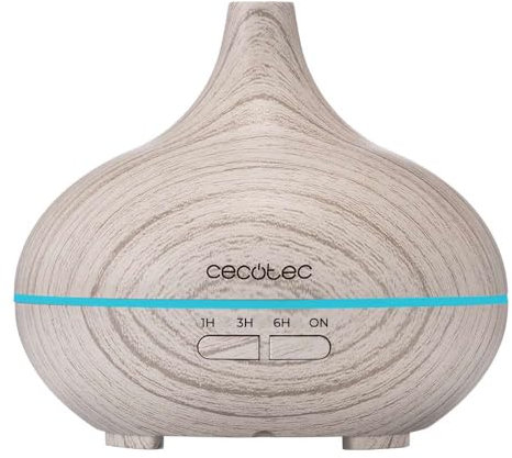 Cecotec Humidificador Ultrasónico con Difusor de Aromas Pure Aroma 300 Yang White. Depósito de hasta 300ml, 7 Colores LED Ajustables, Temporizador 10h, Ultrasilencioso, Función de Aromaterapia