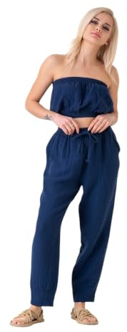 WENOR Stoffhose Damen Musselin 100% Baumwolle – Tapered Sommerhose S-XL