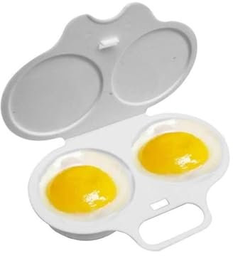 Microwave Egg Poacher Reusable Poached Egg Maker Microwave Egg Cooker Egg Poacher Cups 2 Cavity Nonstick Poached Egg Maker with Lid Double Cups Egg Boiler for Home Kitchen (1PCS)