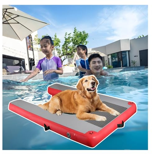 Plataforma flotante inflable para perros, rampa portátil y reutilizable para piscinas sobre el suelo, escalera flotante plegable soporta 105 kg