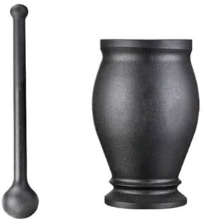 Dh2yjnbf3 Mortero de Cocina Tarro de Hierro Fundido for Golpear, Juego de mortero Manual Vintage for el hogar, mazos de Especias, Herramientas de Cocina, Molinos Mortero de Especias(Grande)