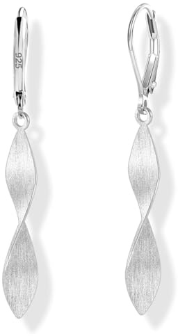 Ohrringe Silber 925 Hängend - Hypoallergen Französische Klein Creolen mit Anhänger Doppel Spirale Lange Ohrhänger - Boho Damen Frauen