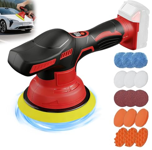 Cordless Car Buffer Polisher for Milwaukee 18V Battery,6 Inch Portable Orbital Buffer Polisher with 8 Variable Speed with 15pcs Polishing Accessories, for Car Polishing/Waxing (NO Battery)