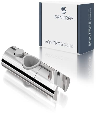 SANTRAS® Universal Gleiter als Handbrause Halterung für Brausestage (ø 25 mm) in Chrom – Verchromte Duschhalterung für Duschkopf im Badezimmer 360° drehbar aus Kunststoff