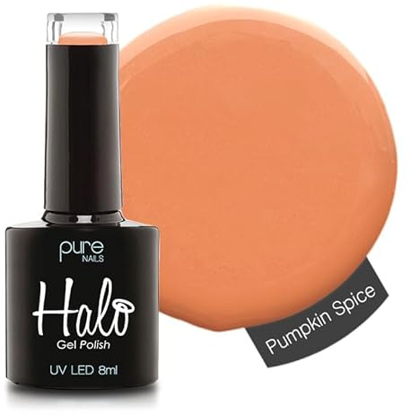 Halo Gel Polish 8ml - Pumpkin Spice. UV/LED Gel Nail Polish, Long Lasting & Easy To Apply. Nail Art Colours For Manicure & Pedicure. Gel Polish For Professional & Home Use.