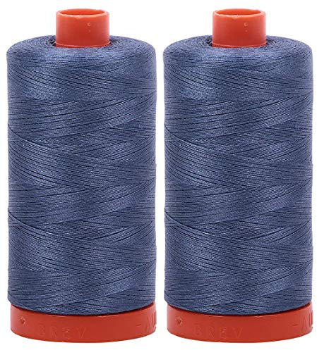 2-Pack - Aurifil 50WT - Blue Grey (1126) Solid - Mako Cotton Thread - 1422 Yards Each