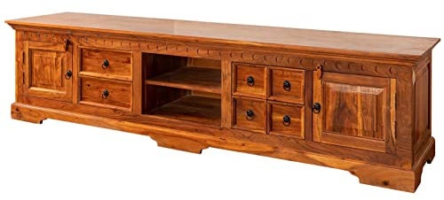 MASSIVMOEBEL24.DE Oxford TV-Board Akazie 220x50x55, Farbe:Hellbraun lackiert, Größe:220x50x55 cm (BxTxH)