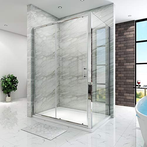 SIRHONA Cabine de douche 160x90x185 cm cabine douche à double porte coulissante, verrer 6mm