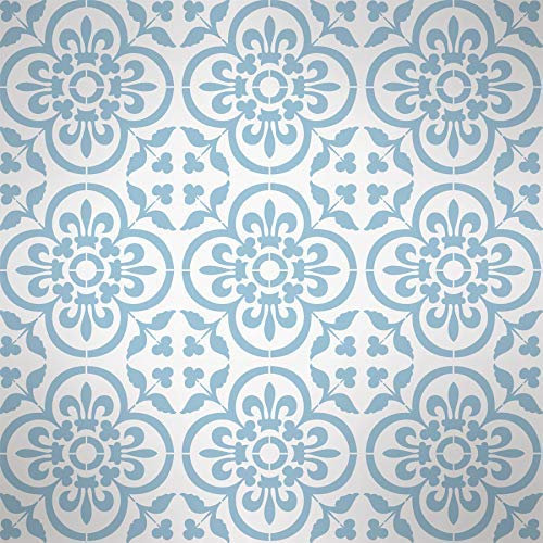 Basque Floor Tile Stencil, Paint Tile Patterns on Floors, Walls, Furniture, Reusable Home Decor & Craft Stencil (S/ 15X15CM)