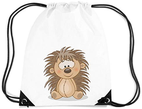 Shirtinstyle Turnbeutel für Kinder, Tiermotiv Igel Farbe Weiss