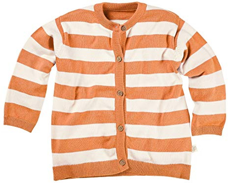 Bio Kinder Strickjacke 100% Bio-Baumwolle (kbA) GOTS zertifiziert, Ecru Orange, 122/128