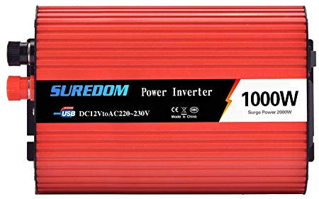 Convertisseur 1000WDC 12V à AC 220V Transformateur Double Chargeur USB, Adaptateur avec Câble Et Câble De Clip De Batterie-12V