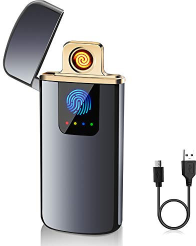 USB Elektronische Feuerzeug, Vatertagsgeschenk für Papa Männer Ihn,Touchscreen LED Dual lichtbogen feuerzeug USB Aufladbar mit Batterieanzeige Winddicht plasma feuerzeug Geburtstag Männer Opa Geschenk