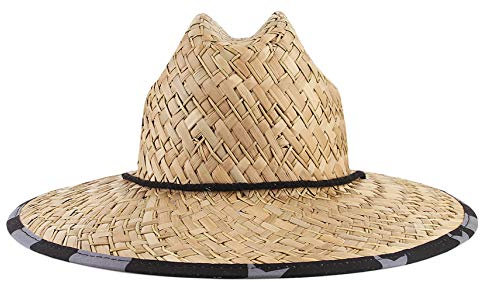 GEMVIE Sombrero de Paja Playa para Hombre ala Ancha Verano Ajustable Urban Gorro Unisexo Estilo Socorrista (Original)