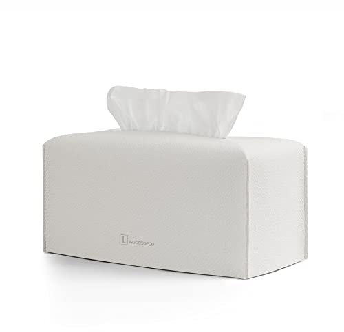 GOODSDECO Taschentuchbox aus PU-Leder, rechteckig, moderner Taschentuchbox-Halter für Zuhause, Büro, Badezimmer, Auto, Pastell-Organisator (weiß)