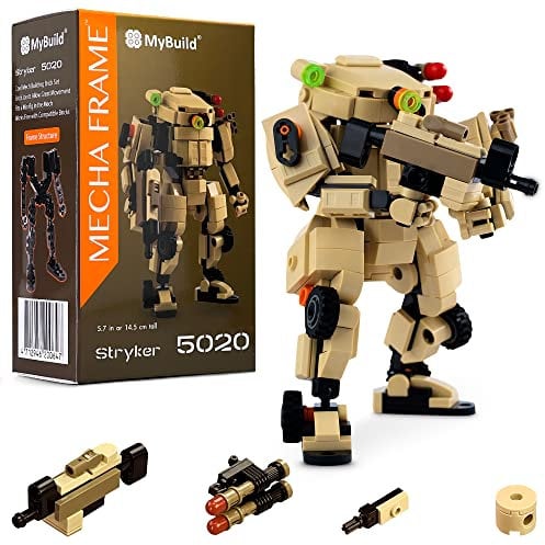MyBuild 5020 Armed Force Stryker – Mech-Roboter aus Klemmbausteinen in Wüstenfarbe; Idealer Spielzeug-Roboter mit Mecha Frame für Kinder ab 12 Jahren; Kompatibel mit Allen großen Marken