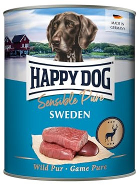 Happy Dog Alleinfuttermittel für ausgewachsene Hunde, Sensible Pure Sweden (Wild), Arttypisch, 800 g 6er Pack