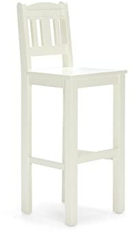 Woodkings Barhocker Catana 41x107x41 cm I Barstuhl aus Massivholz I Barmöbel antik Creme weiß in Vintage, Design I rustikale Küchenstühle mit Fußstrebe