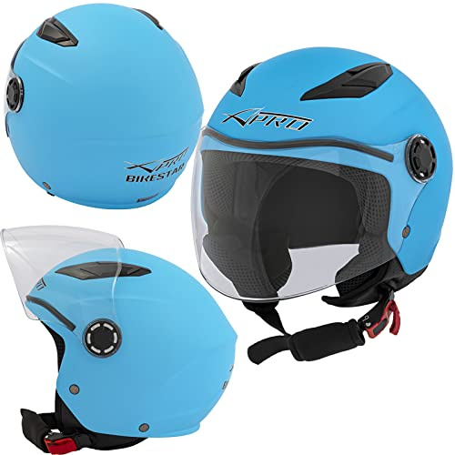 Kinderhelm Motorrad Roller Jungen Kindersicherheit ECE 22 06 Hellblau S
