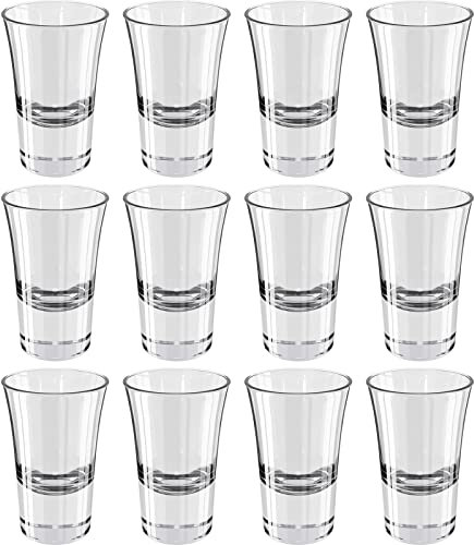 Wellgro Lot de 12 verres à liqueur de 3,4 cl - 4,5 x 7 cm (diamètre x hauteur) - Verre transparent - Résistants - Fabriqués en Italie