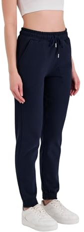 COMEOR Jogginghose Damen Baumwolle – Sporthose Frauen Trainingshose,Yogahose, Freizeithose Lang, Bequeme Laufhose mit Elastischem Rippbündchen, Jogging Sweatpants (Dunkelblau, M)