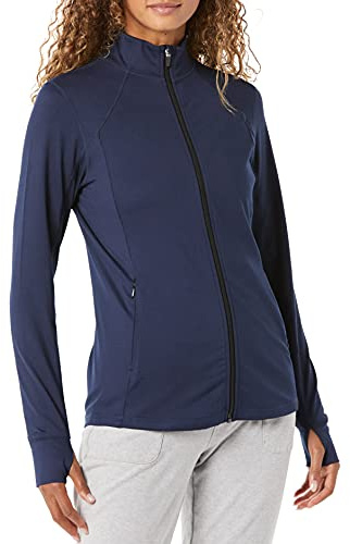 Amazon Essentials Damen Fleecejacke mit durchgehendem Reißverschluss, Gebürsteter Tech-Stretch, Marineblau, 6XL Große Größen (erhältlich in Übergröße)