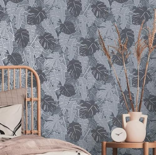 Livingwalls House of Turnowsky 389052 Palmentapete Grey Anthracite Jungle Wallpaper Non-Woven Wallpaper 10.05 m x 0.53 m Made in Germany