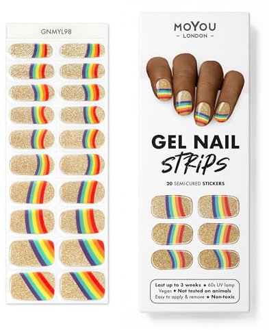 MOYOU LONDON Semi Cured Gel Nail Strips - 20 Pcs. Nail Wraps for Salon-Quality Manicure - Works with Any UV Lamp - Easy to Apply, Trim, & Remove Gel Stickers