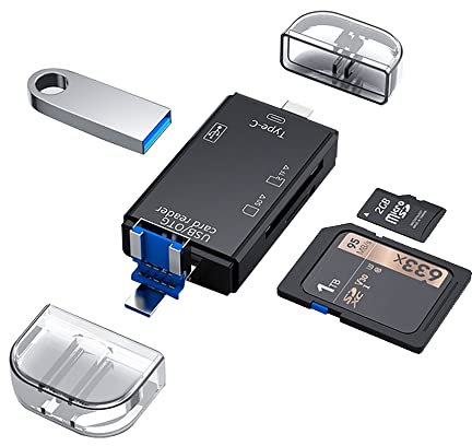 Lector Tarjetas SD/Micro SD, SD USB c,6 in 1 Micro USB OTG Adaptador de Memoria para TF, SDXC, SDHC, MS, MMC, MSXC