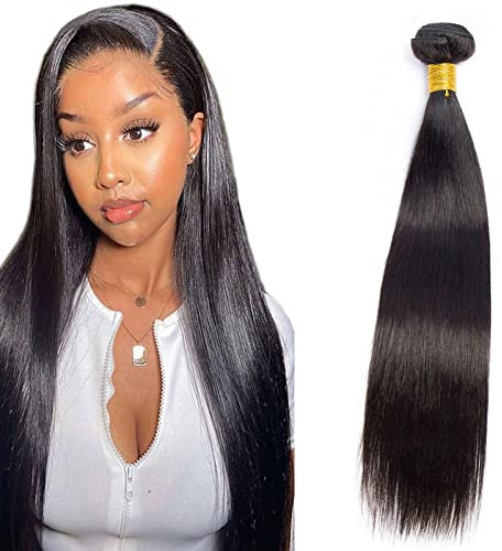 Huarisi Echthaar Haarverlängerungen 1 Bündel 20 Zoll, Straight Hair Single Bundle Remy Human Hair 100g a Lot, 9a Gerade Bündel Menschenhaar Extensions Weave for Black Women Silky and Soft