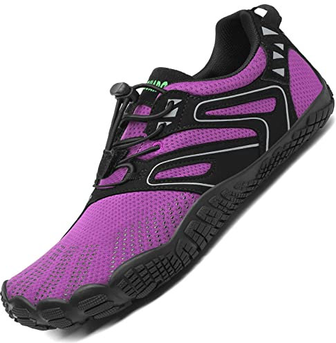 SAGUARO Barfuss Schuhe Damen Barfußschuhe Herren Zehenschuhe rutschfest Atmungsaktive Barefoot Shoes Indoor & Outdoor Barfussschuhe mit Breiter Zehenbox & Zero Drop Solhe, Violett, 42 EU