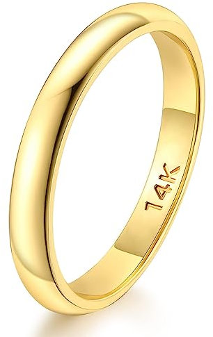 FUNEIA 14K Ring Gold für Damen Herren Vergoldete Band Ringe Frauen 2mm 3mm 4mm 5mm 6mm 8mm 10mm Eheringe Gold Stapelbare Engagement Statement Knuckle Finger Ring Comfort Fit Größe 5-11