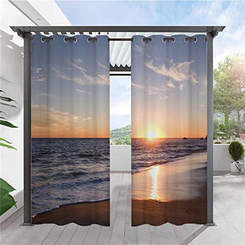 Heavyoff Outdoor Vorhänge Wasserdicht, Wetterfest Sichtschutz Terrasse Sonnenschutz für Balkon Veranda Pergola Gartenlaube 2 Stück, Stil 3, 150x166cm