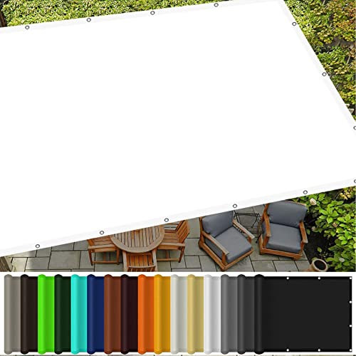 Toile Imperméable Rectangulaire 1 x 2.6 m Résistant aux UV Brise Vue pour Balcon avec Corde Libre Facile À Plier pour Patio Jardin Terrasse Extérieur Balcon, Blanc