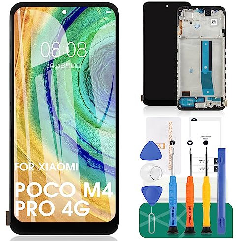 para Xiaomi Redmi Note 11S 4G Pantalla LCD para Xiaomi Redmi Note 11 4G Pantalla de Repuesto para Xiaomi Poco M4 Pro 4G Pantalla Táctil Digitalizador Conjunto de Reparación Kit (Negro con Bisel)
