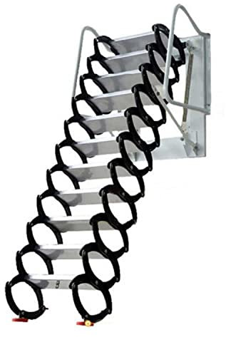 Decken-Loft-Teleskoptreppe,Rutschfesten Aluminium Legierungsleiter Dachboden-Verlängerungs-Loft-Treppe mit Handläufen orange 2.1-2.3m