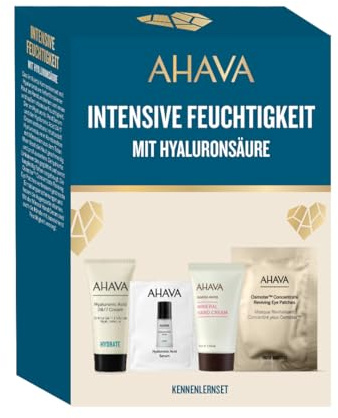 AHAVA Intense Moisture Set mit Hyaluronsäure-Serum, belebender Augenklappe und mineralischer Handcreme – limitierte Einführungsedition