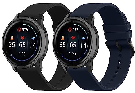kwmobile Pulsera compatible con 20mm Smartwatch Strap (Universal) correa - 2x Correas de silicona flexible - Tamaño ajustable