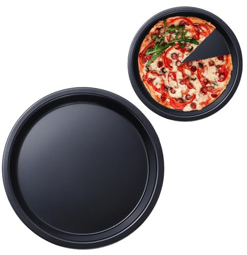 Bandeja para Pizza Redonda Negra de Acero Al Carbono, Utensilios Antiadherentes para Hornear, Molde para Pan y Pastel, Plato para Hornear de Acero Al Carbono, Bandeja, Herramientas(6 Inch)