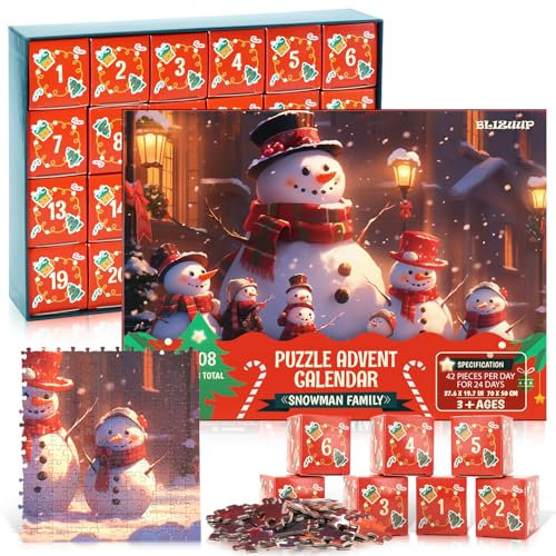 Puzzle Advent Calendar 2023: Jigsaw Puzzle Advent Calendar for Kids,Teens and Adults, Blizuup Christmas 24 Days Countdown Calendar Gifts for Boys and Girls, Christmas Puzzles 1000 pieces and up