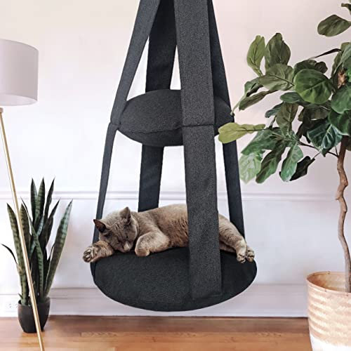 Johnear Katze Hängematte Doppelschichtige Wand hängende Schaukel Katze Hängematte Bett Kissen, Katzensitz Haustier Bett für Kätzchen，Welpe oder kleine Haustier Indoor schlafen, waschbar