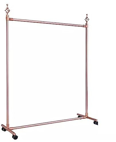 Garderobenständer Kleiderständer Aus Aluminiumlegierung Auf Rädern Robuste Kleiderstangen Zum Aufhängen Und Präsentieren Von Kleidung Freistehender Kleiderablage Für (Size:120X40X145CM,Color:Roségold)