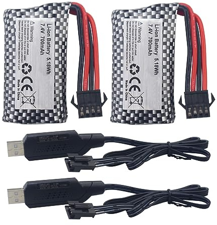 2pcs 7.4V 700mAh Lithium Battery with USB Charging Cable Suitable for HJ812 HJ811 RC Remote Control Ship Battery High Speed Electric Speedboat