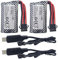 2PCS 7.4V 700mah Batterie SM-4P Plug avec 2PCS Ligne de Chargement USB pour HJ812 HJ811 pour Bateau RC Bateau électrique à Grande Vitesse