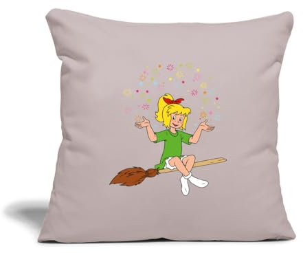 Spreadshirt Bibi Blocksberg Sitzt Auf Kartoffelbrei Kissenbezug 45x45 cm, One Size, helles Taupe