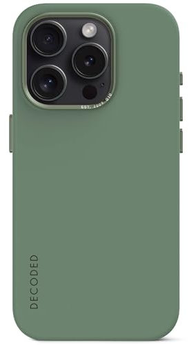 DECODED Silicone Case for Apple iPhone 15 Pro Max (6.7 inch) - Premium Soft Touch Coating - Protective and Shockproof Phone Case - MagSafe Compatible - Microfiber Lining - Sage Leaf Green